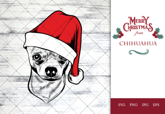 Chihuahua Dog in Santa Hat: Festive Crafts Asset