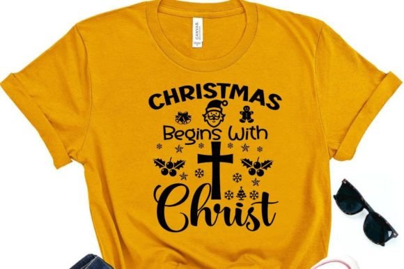 CHRISTMAS BEGINS with CHRIST SVG for T-Shirt Designs