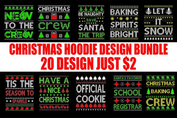 Christmas Hoodie Design Bundle: T-Shirt Designs