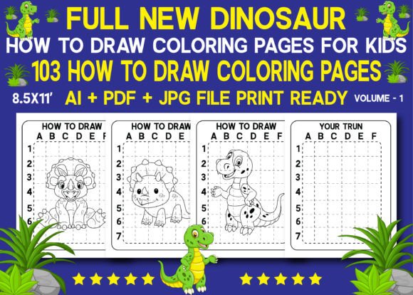 Dinosaur How to Draw Coloring Book Vol 1 for Branding