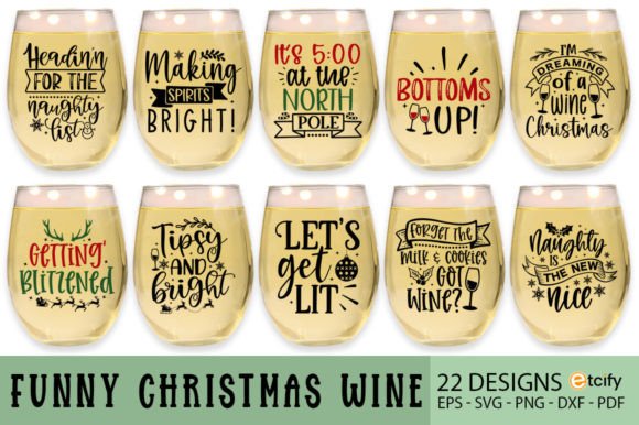 Funny Christmas Wine Glass SVG Bundle for Crafts