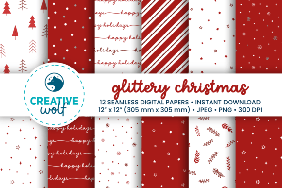 Glittery Christmas Digital Paper Pack & Patterns Review