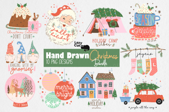 Hand Drawn Christmas PNG Bundle for Crafts