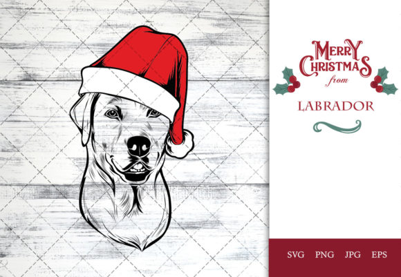 Labrador Dog in Santa Hat for Christmas Crafts