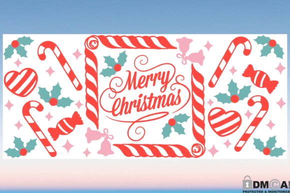 Merry Christmas 16oz Libbey Glass Wrap Print Templates