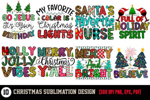 Merry Christmas Sublimation Bundle 1 for T-Shirt Designs