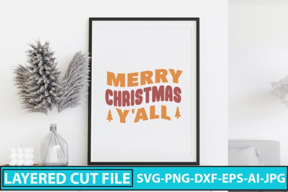 Merry Christmas Y all Retro SVG for Crafts & Sales