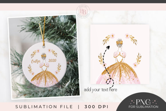 Pink Gold Ballerina Ornament for Crafts & Branding