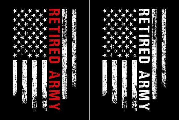 Retired Army Flag Design for T-Shirt Designs