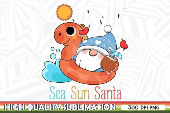 Sea Sun Santa Christmas in July PNG for Crafts